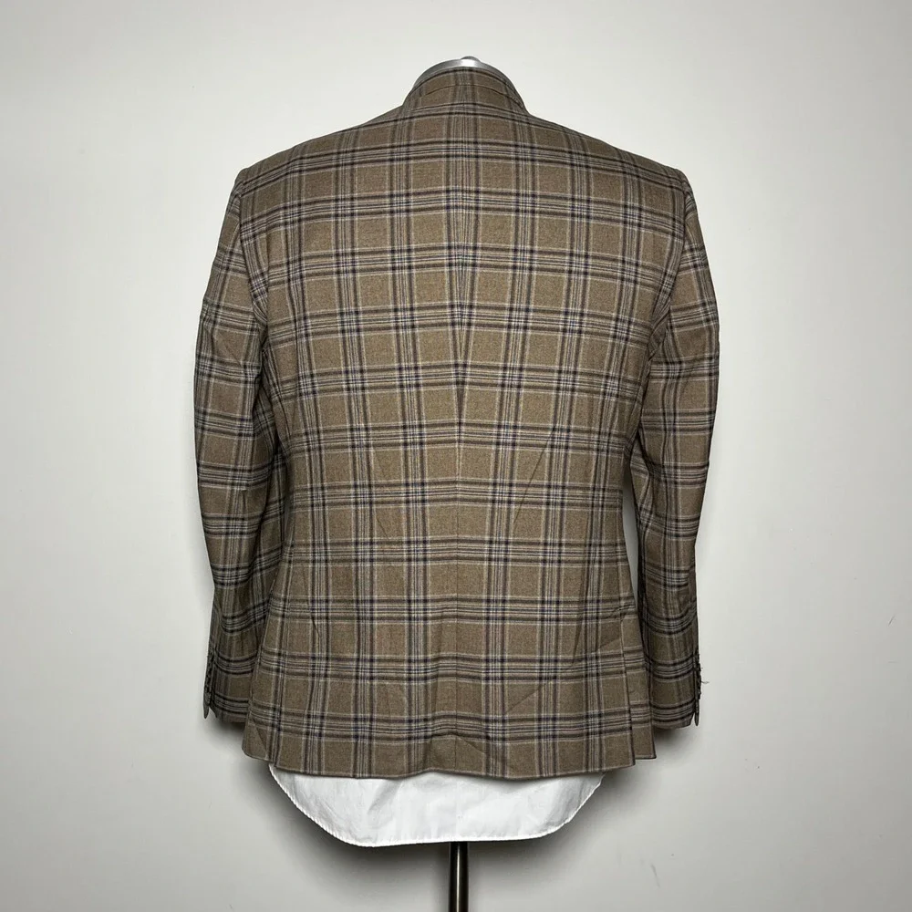 Madison Blazer Mens 48R Brown‎ Plaid Slim Fit Two Button Notch Lapel Jacket